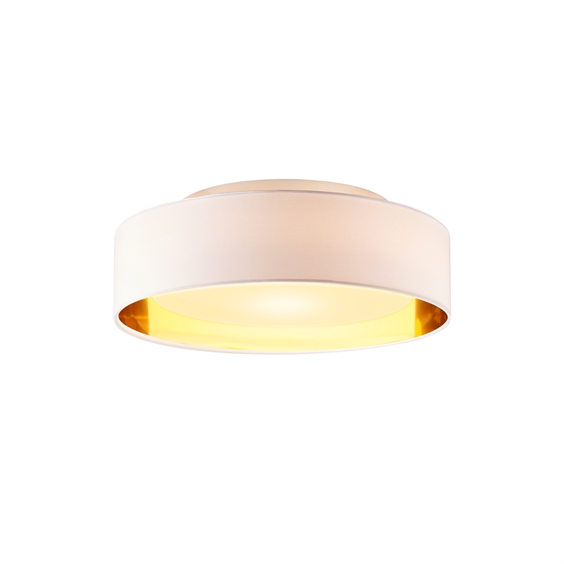 Naomi 15.75in. 3 Light Flush Mount Ceiling Fixture in White/Outside Gold Inside