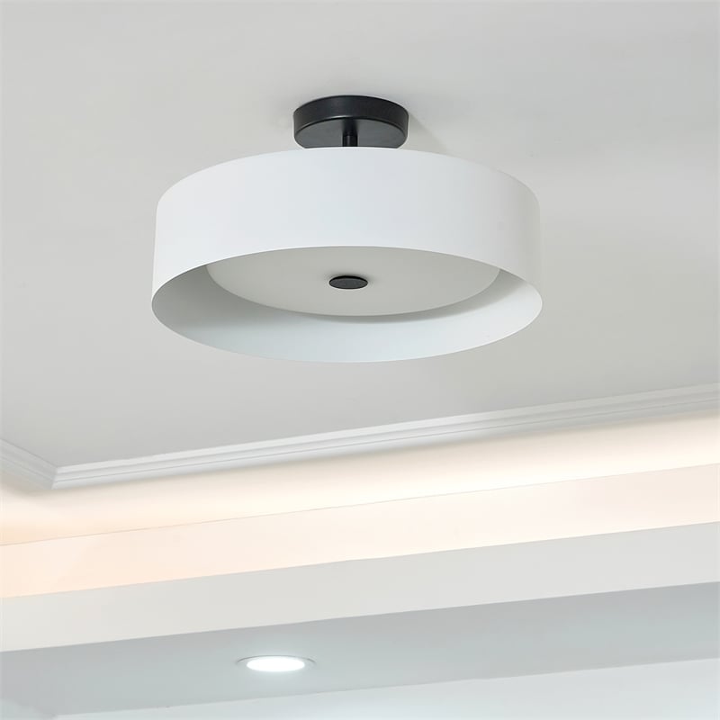 Bromi Design Lynch 3-Lights Semi-Flush Mount Ceiling Fixture in White and Black
