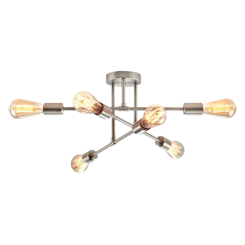 Bromi Design Braylon 6-Lights Brushed Nickel Flush Mount Ceiling Fixture