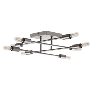 Halton 8 Light Stainless Steel Flushmount Ceiling Fixture with Bulbs