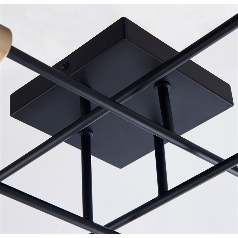 Halton  8 Light Black and Gold Flushmount Ceiling Fixture