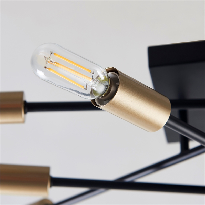 Halton  8 Light Black and Gold Flushmount Ceiling Fixture