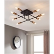 Halton  8 Light Black and Gold Flushmount Ceiling Fixture