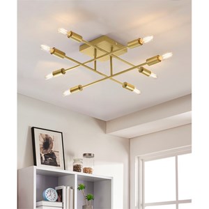 halton 8 light gold flushmount ceiling fixture with bulbs