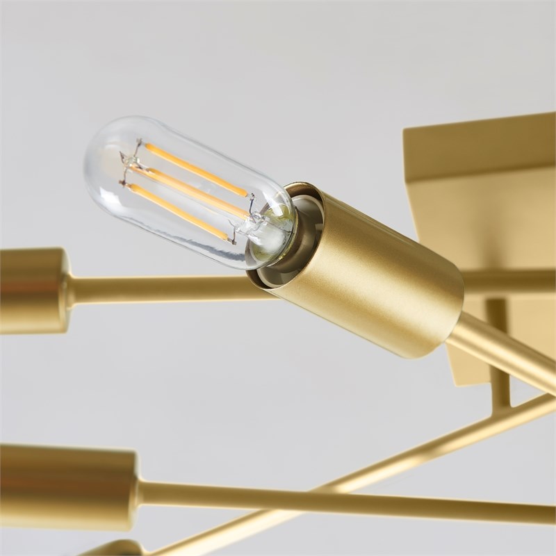 Halton 8 Light Gold Flushmount Ceiling Fixture with Bulbs