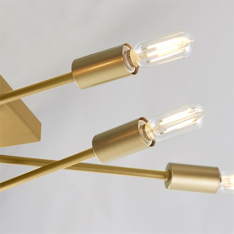 Halton 8 Light Gold Flushmount Ceiling Fixture with Bulbs