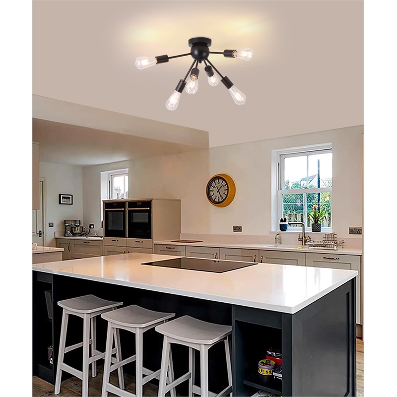 Riley 6 Light Black Flush Mount Ceiling Fixture