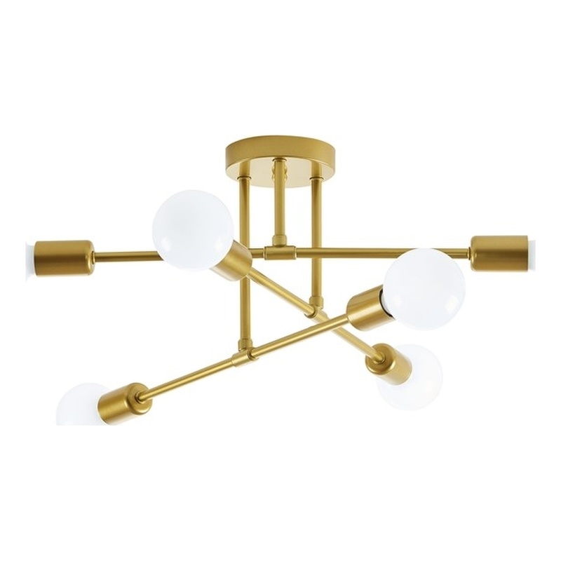 Bromi Design Braylon 6-Light Modern Metal Flush Mount Ceiling Light in Gold