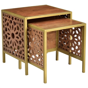 evolution by crestview collection aahana 2 piece nesting tables in brown