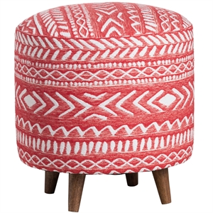evolution by crestview collection cylinder cotton patterned stool in red