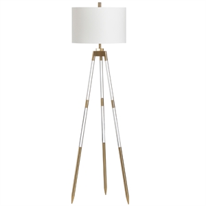 evolution by crestview collection kondo clear acrylic tripod floor lamp in gold