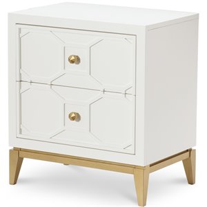 legacy chelsea by rachael ray two drawer gold knob night stand in white wood