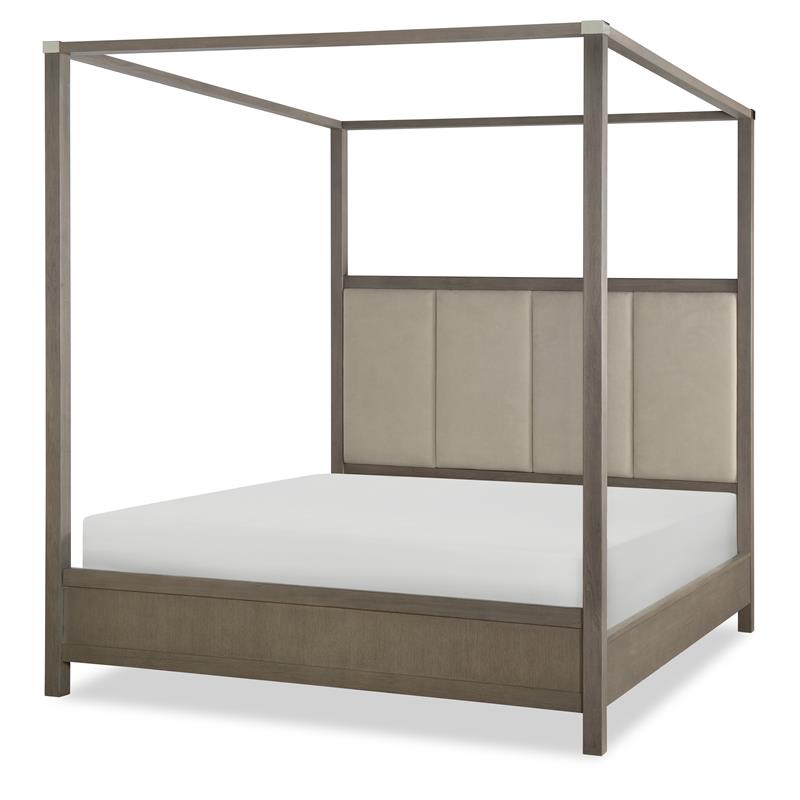 Legacy Highline by Rachael Ray Upholstered Canopy Queen Bed in Greige ...