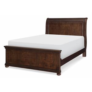 legacy classic canterbury queen sleigh bed in warm cherry finish wood