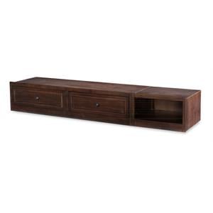 legacy canterbury underbed storage unit two drawers open cubby warm cherry wood
