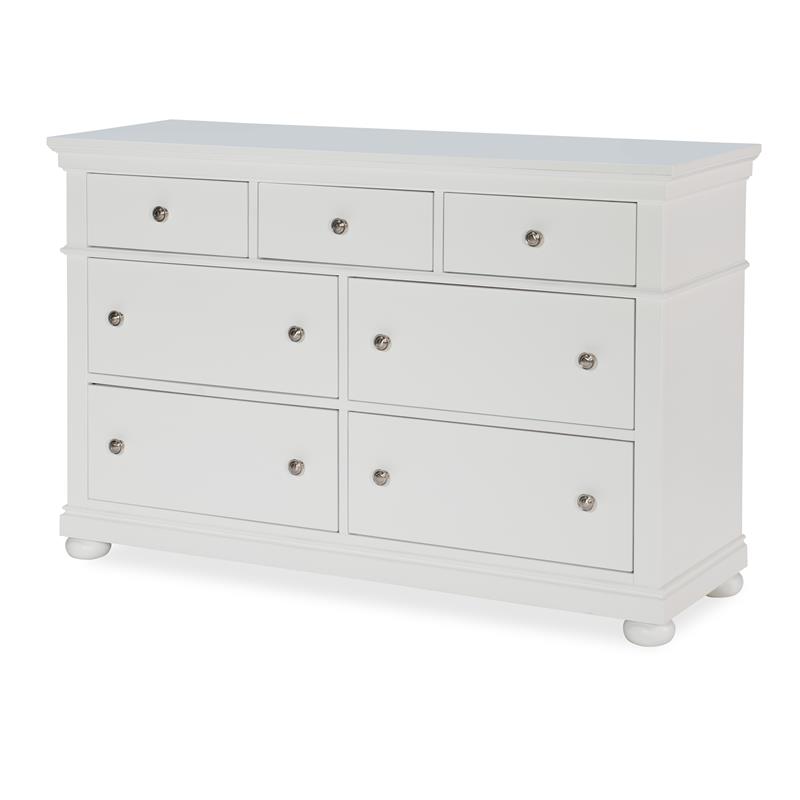 Legacy Classic Canterbury Seven Drawer, White Dresser With Natural Wood Drawers