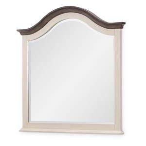 legacy brookhaven beveled arched mirror vintage linen and rustic dark elm wood
