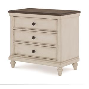legacy brookhaven 3 drawer night stand in vintage linen & rustic elm wood