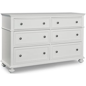 legacy classic madison 6 drawer dresser with nickel knobs in white color wood
