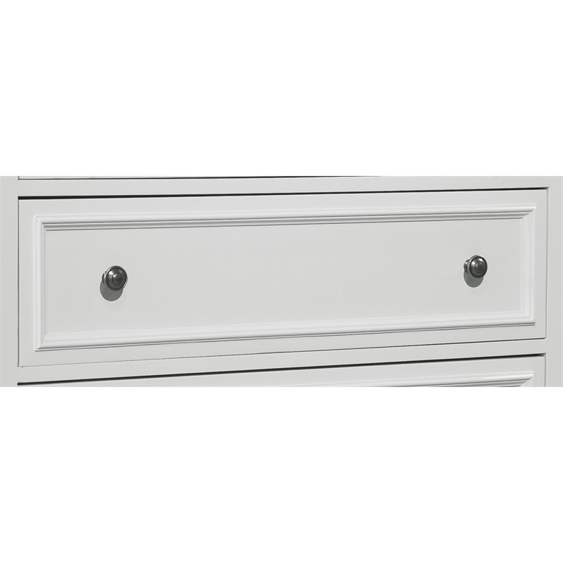 Legacy Classic Madison 5 Panel Drawer Tall Chest in White Wood with Bun Feet Cymax Business
