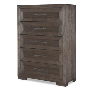 facets 5 drawer chest in mink with silver undertones