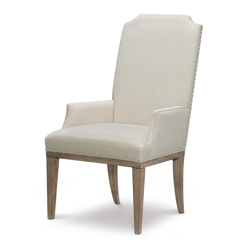 Monteverdi Upholstered Host Arm Chair, Cypress Wood Dining Chairs