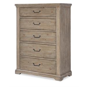 monteverdi 5 drawer chest in sun-bleached cypress finish wood