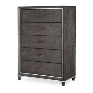counter point brown wood satin smoke 5 drawer chest