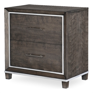 counter point 2 drawer brown wood nightstand with usb
