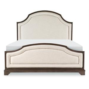 stafford complete wood rustic cherry california king upholstered panel bed