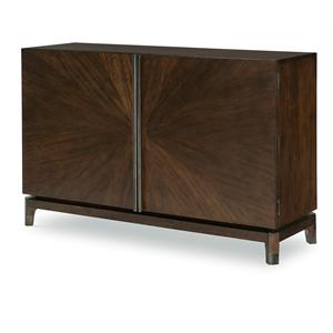 savoy 2 door wood credenza with silver tray in cabernet finish
