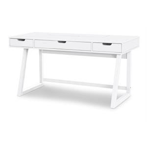 home office white hardwood three drawer flip top desk