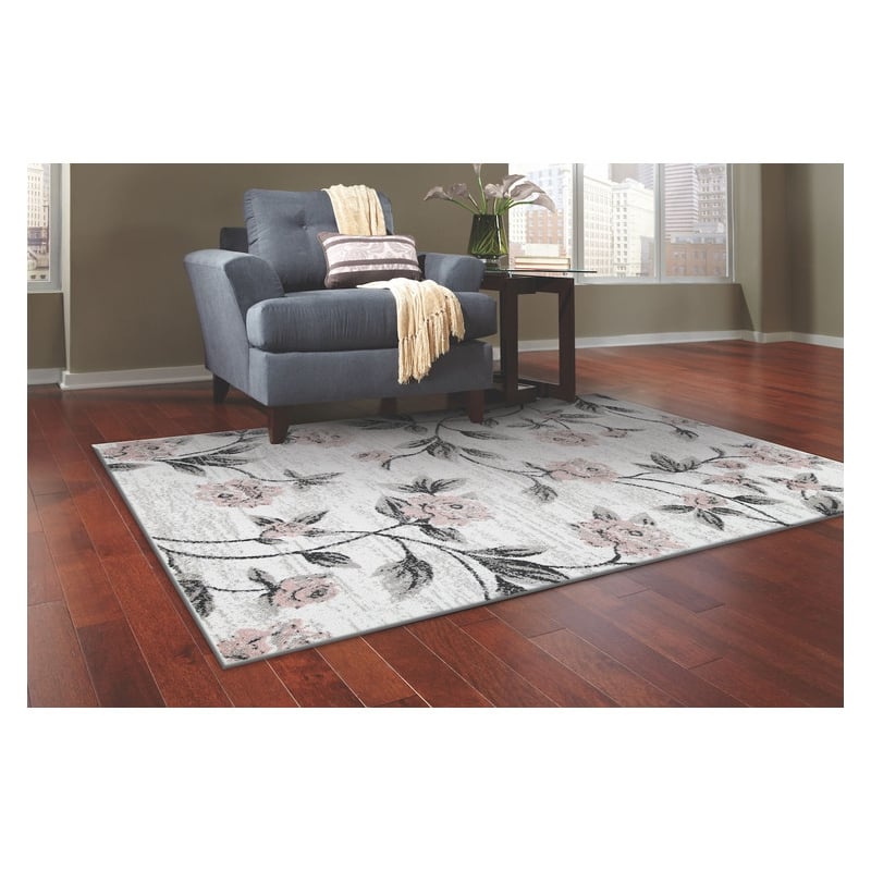 L'Baiet Luna Pink Floral Home Decor 5' x 7' Fabric Area Rug