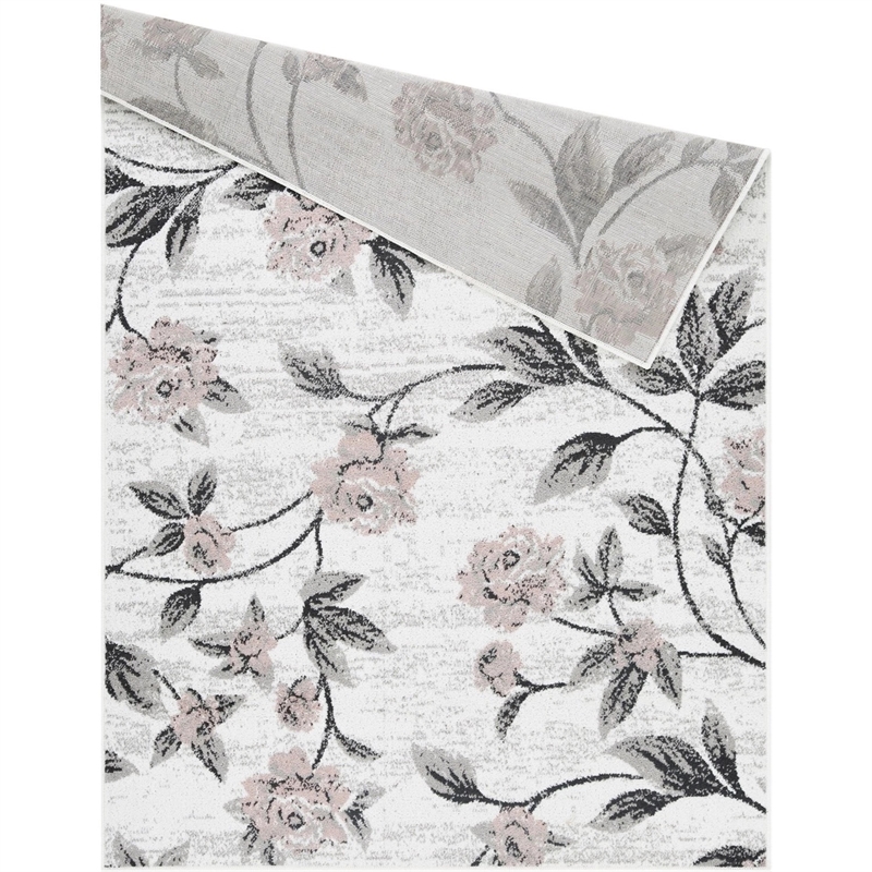 L'Baiet Luna Pink Floral Home Decor 8' x 10' Fabric Area Rug