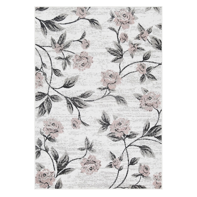 L'Baiet Luna Pink Floral Home Decor 8' x 10' Fabric Area Rug