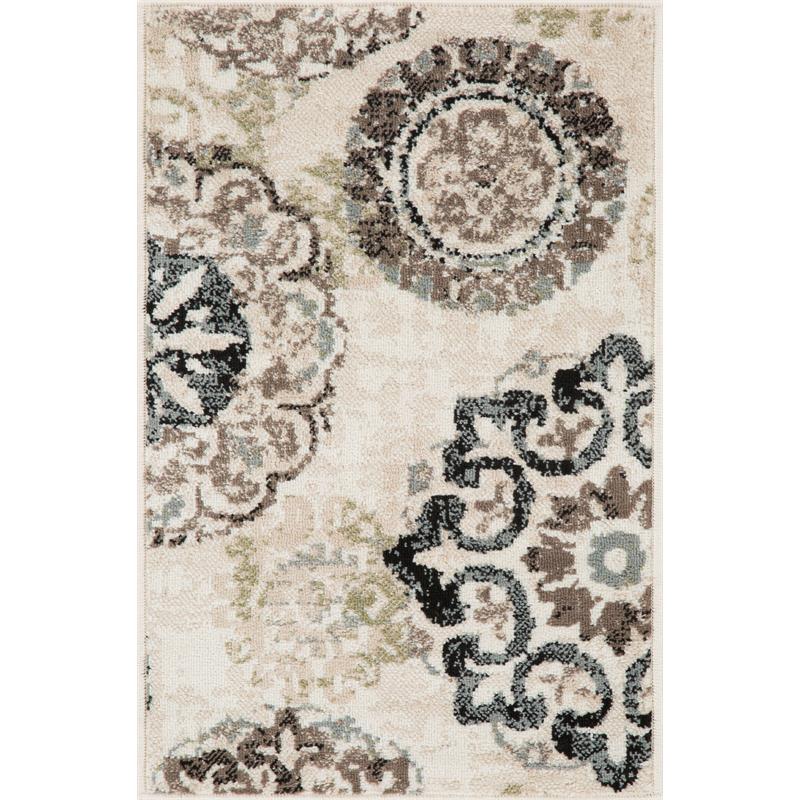 L'Baiet Katie Contemporary Beige Floral Mid-Century 2' x 3' Fabric Area Rug