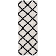 L'Baiet Halle Moroccan Trellis White Modern Soft Shag 2' x 3' Fabric Area Rug