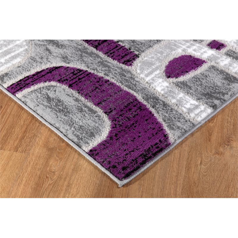 L'Baiet Emberly Ring Purple Geometric 2' x 3' Fabric Area Rug
