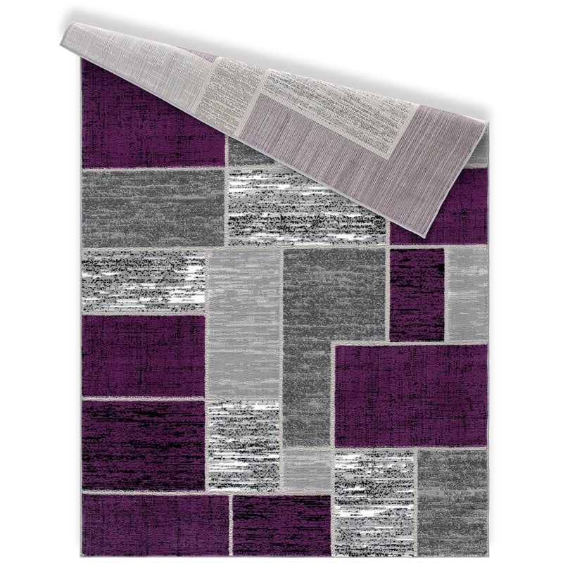 L'Baiet Verena Indoor Purple Brick Geometric 2' x 3' Fabric Area Rug