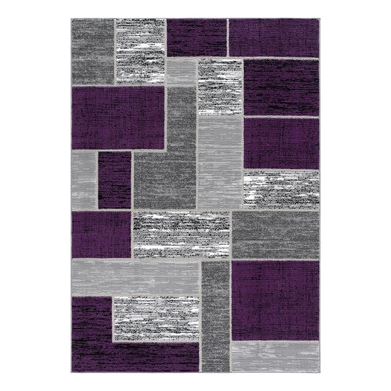 L'Baiet Verena Indoor Purple Brick Geometric 4' x 6' Fabric Area Rug