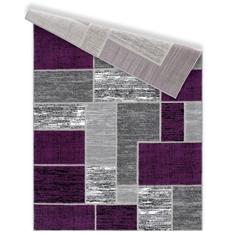 L'Baiet Verena Indoor Purple Brick Geometric 8' x 10' Fabric Area Rug