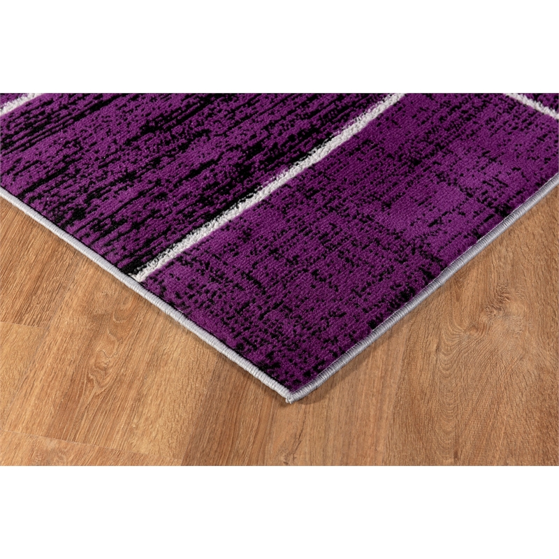 L'Baiet Verena Indoor Purple Brick Geometric 8' x 10' Fabric Area Rug