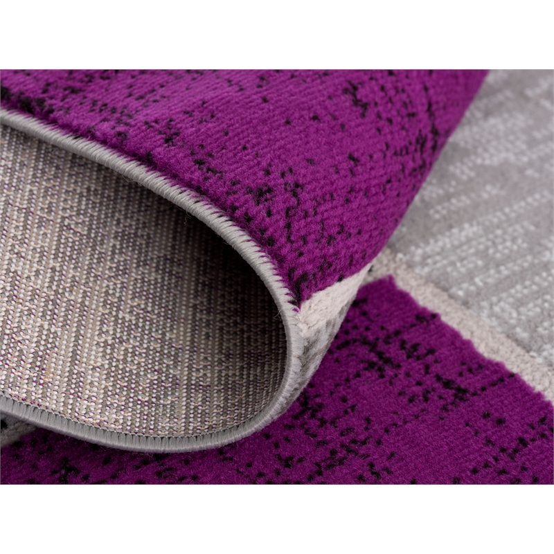 L'Baiet Verena Indoor Purple Brick Geometric 8' x 10' Fabric Area Rug