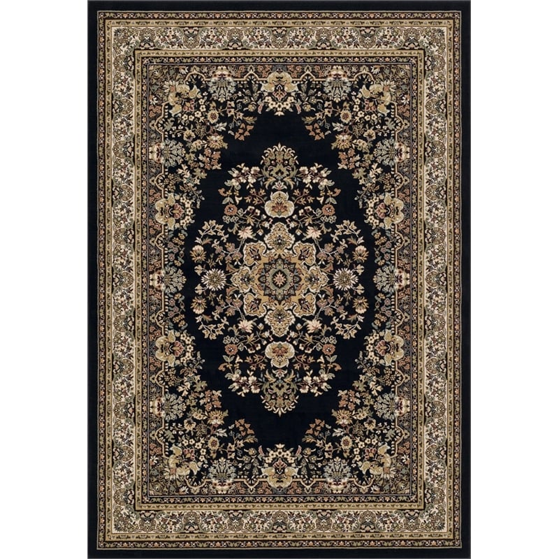 L'Baiet Madeleine Black Oriental 4' x 6' Fabric Area Rug