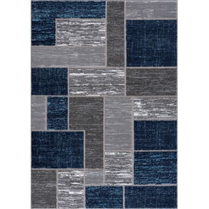 L'Baiet Verena Blue Geometric 5 ft. x 7 ft. Fabric Area Rug