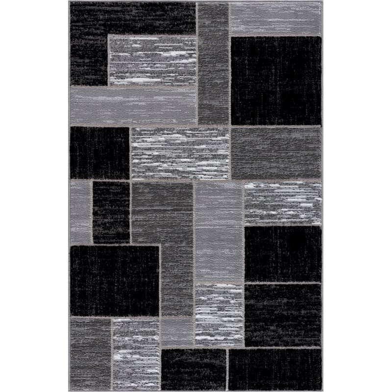 L'Baiet Verena Black Geometric 8 ft. x 10 ft. Fabric Area Rug