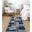 L'Baiet Verena Blue Geometric 2 ft. x 6 ft. Fabric Runner Rug