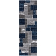 L'Baiet Verena Blue Geometric 2 ft. x 6 ft. Fabric Runner Rug