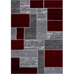 L'Baiet Verena Red Geometric 5 ft. x 7 ft. Fabric Area Rug