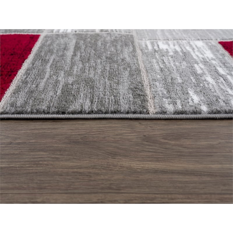 L'Baiet Verena Red Geometric 8 ft. x 10 ft. Fabric Area Rug